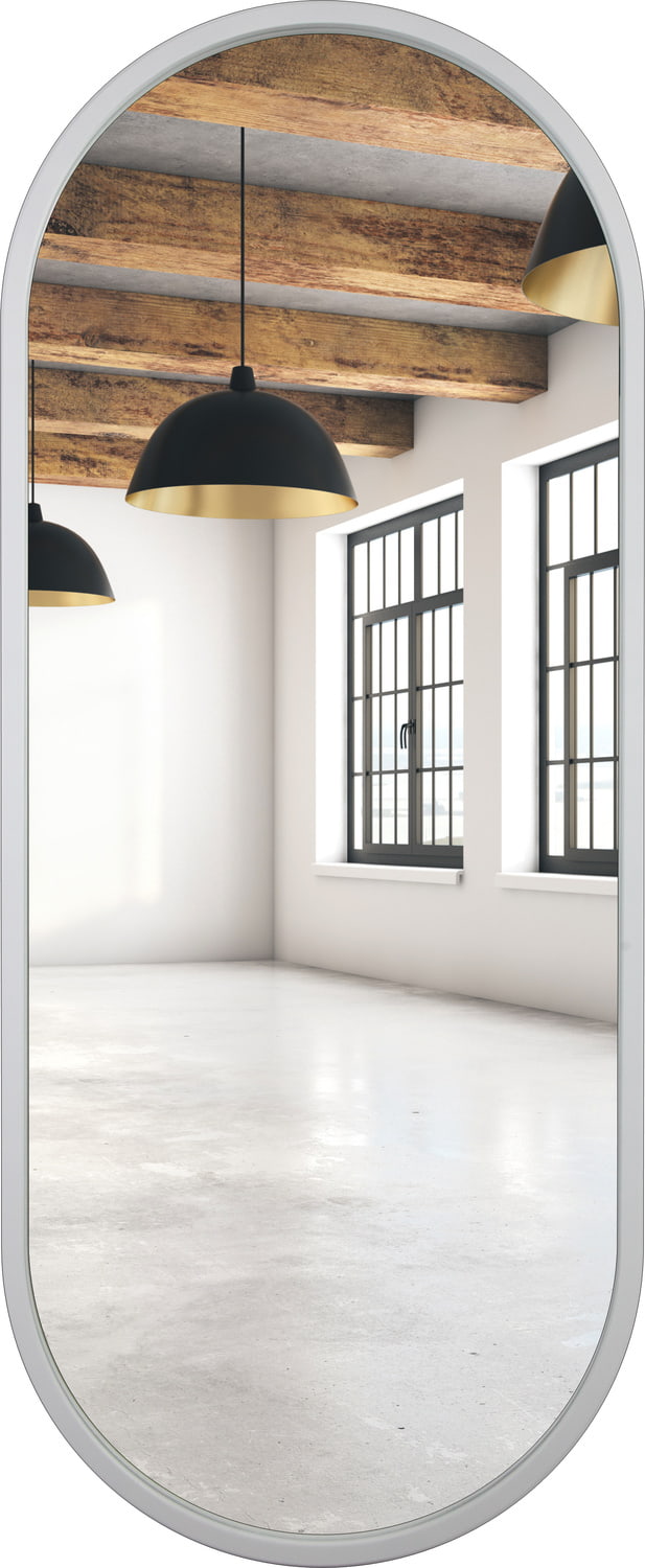 Lustro owalne białe rama MDF 40x140cm