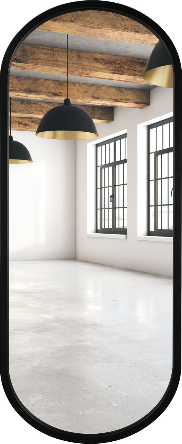 Lustro owalne czarne rama MDF 140x40cm