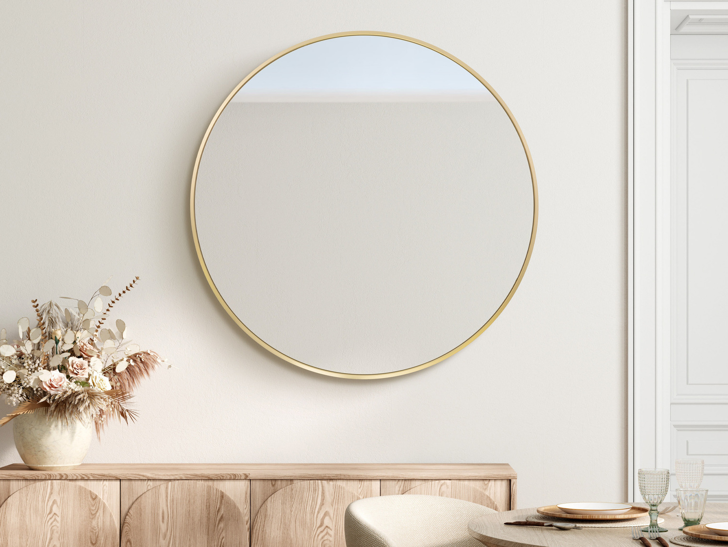 Lustro okrągłe w złotej ramie 90cm