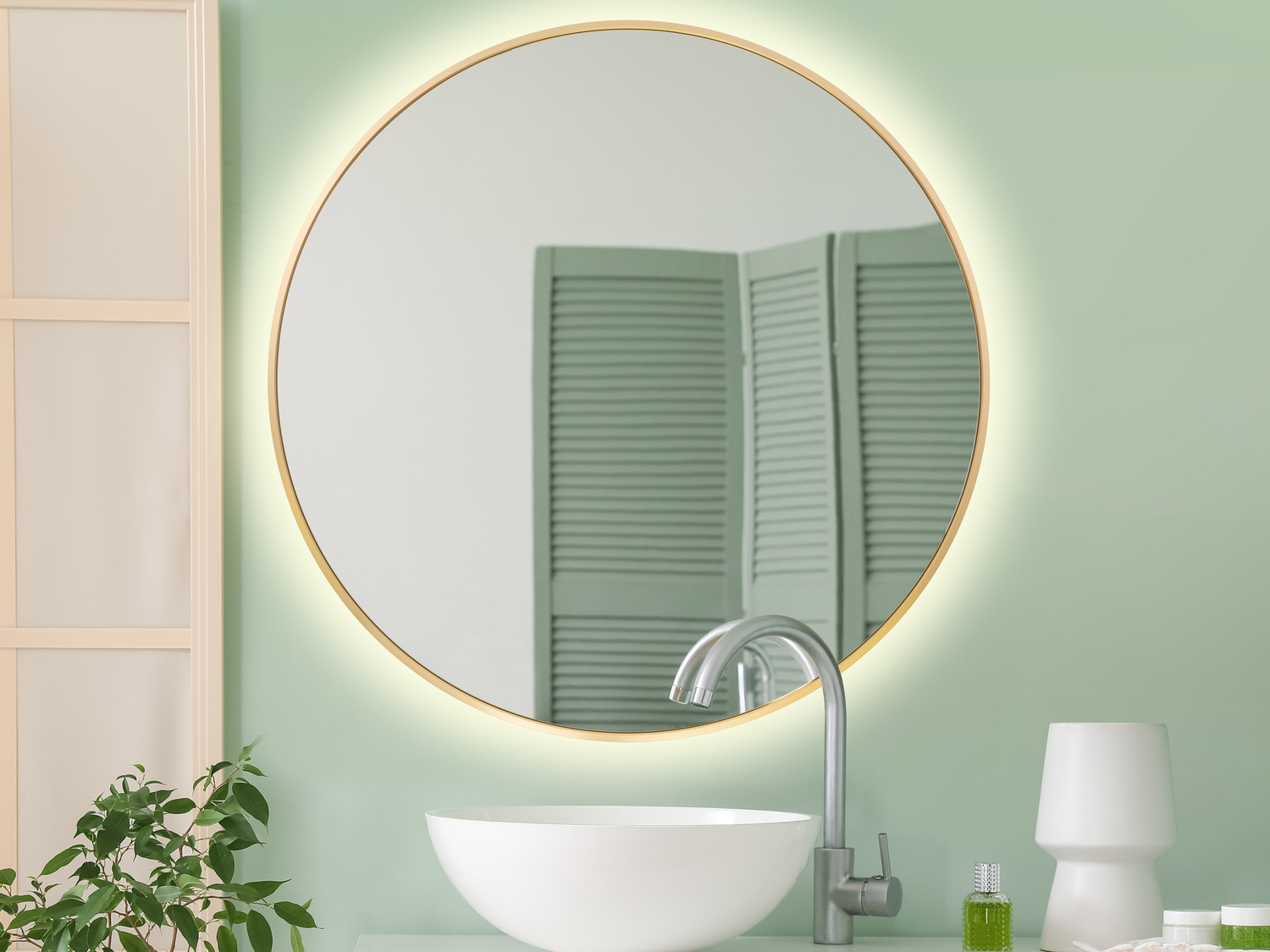 Lustro LED okrągłe 100cm złote w aluminiowej ramie