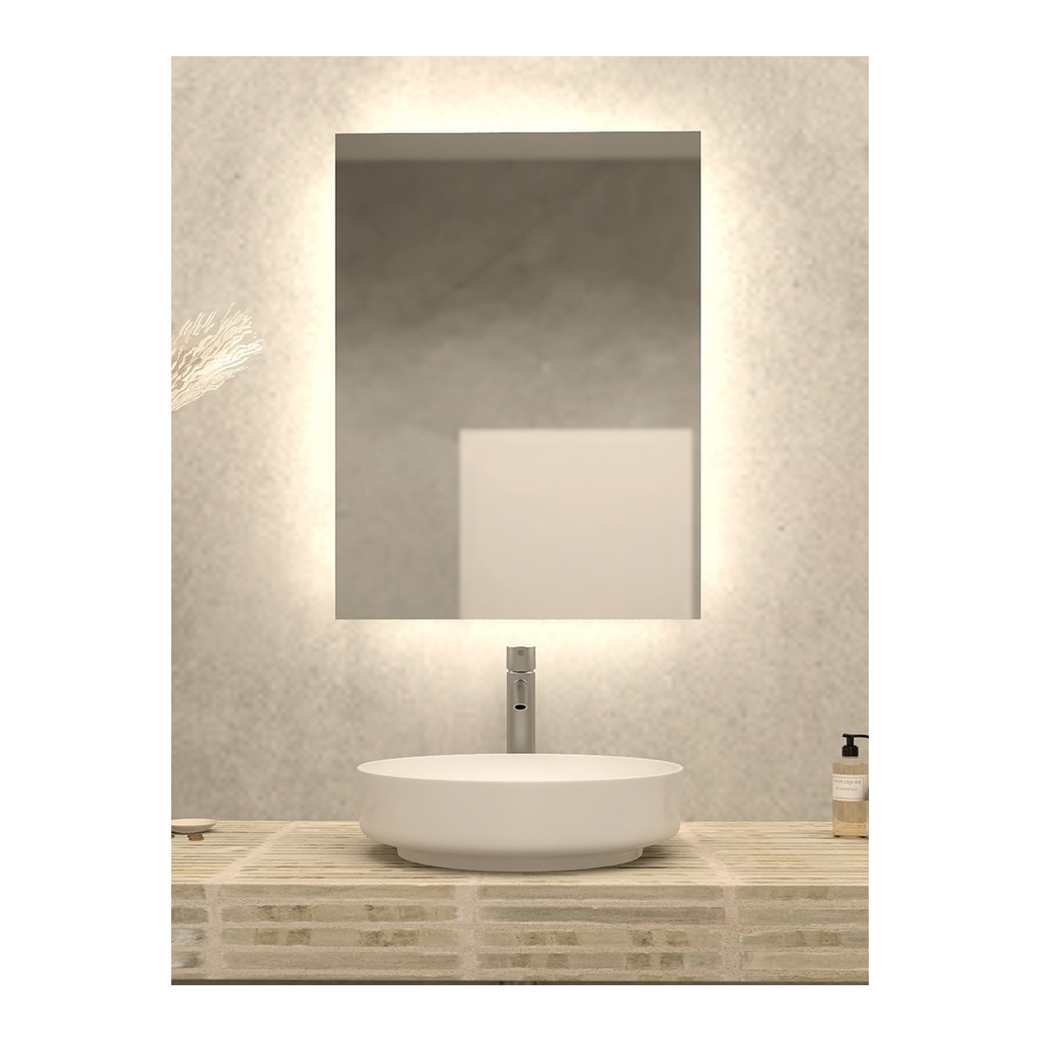 Lustro LED 70x100cm ścienne prostokątne bez ramy z podświetleniem z włącznikiem