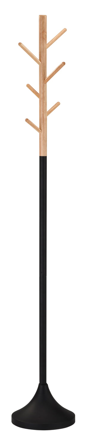 Wieszak metalowy czarny w dodatkiem drewna 176cm