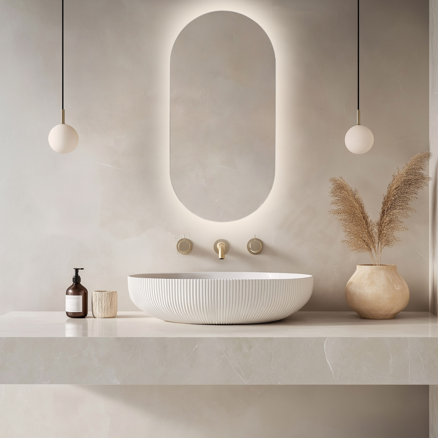 Lustro LED 40x120cm ścienne owalne bez ramy z podświetleniem