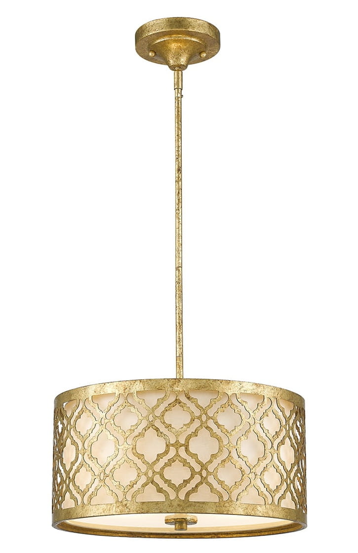 Lampa Sufitowa, Wisząca Marrakech Złoto, Biel 53,3×53,3×20,3cm