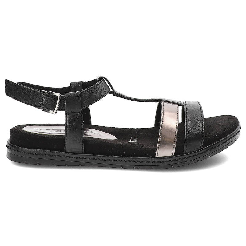 Sandały Czarne Sandały Tamaris Płaskie Buty Na Lato