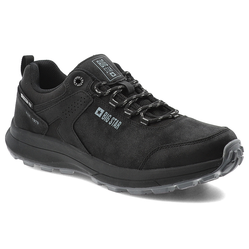 Buty trekkingowe unisex Big Star, sportowe w góry na grubej płaskiej podeszwie wodoodporne i sznurowane, czarne, OO17436...