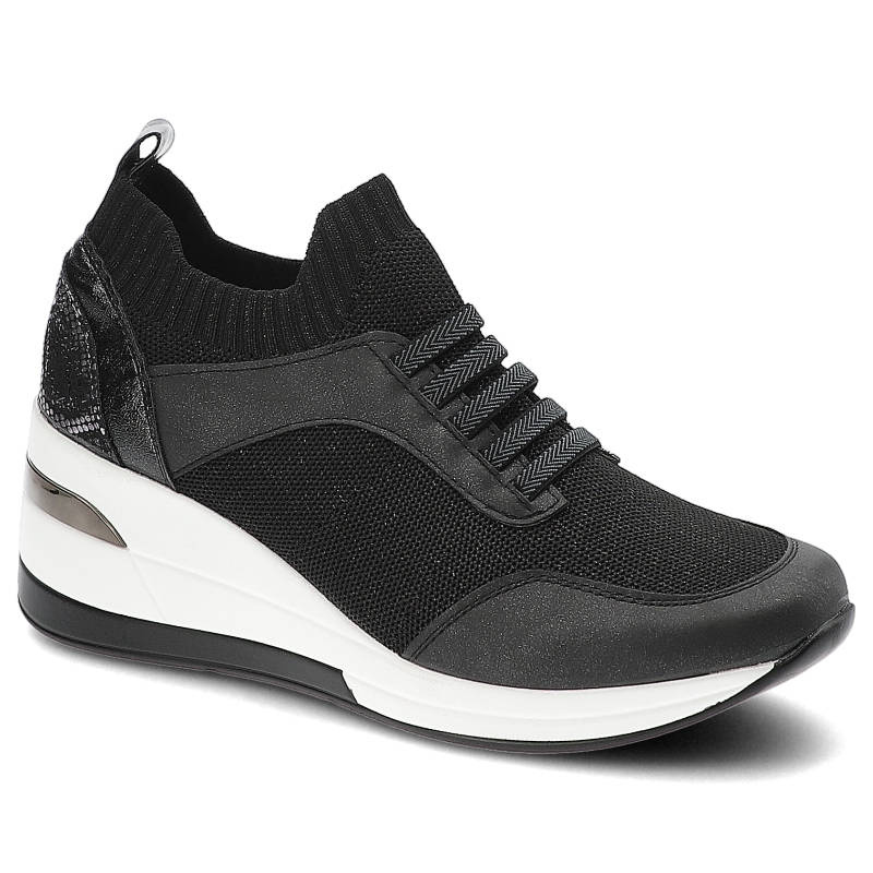 Półbuty damskie Artiker, materiał tekstylny i syntetyczny z elastyczną cholewką typu slip-on sportową konstrukcją, czarn...