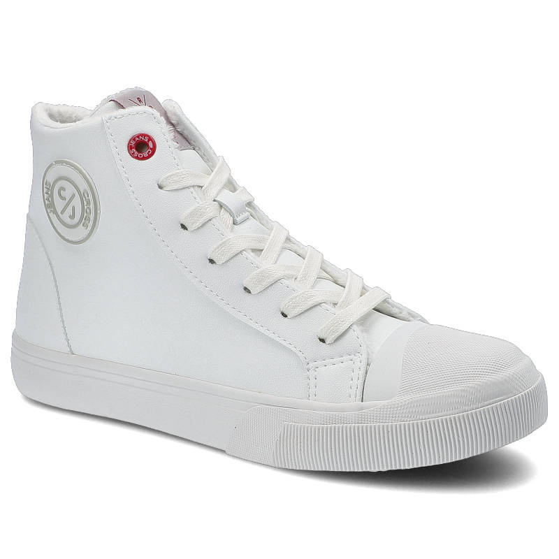 Sneakersy damskie Cross Jeans, z wysokiej jakości materiału syntetycznego z gładką cholewką klasycznym wycięciem sznurow...