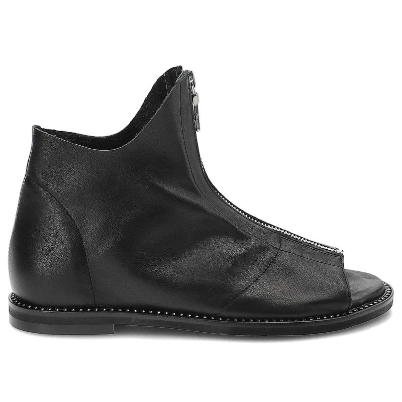Sandały Czarne Sandały Lamanti Modne Skórzane Buty