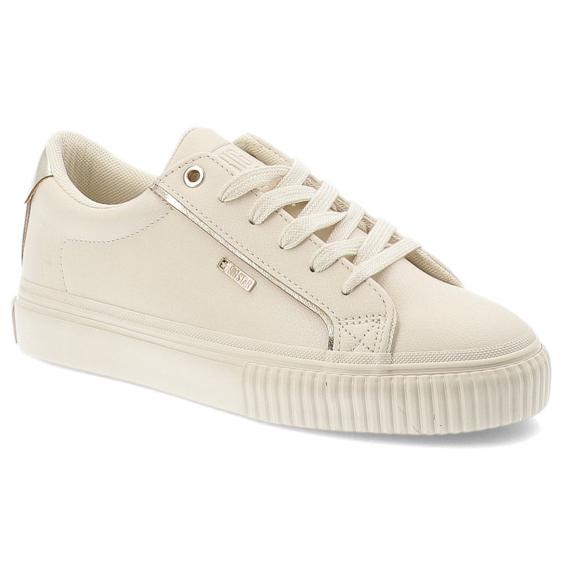 Sneakersy damskie Big Star, eko skóra na płaskiej podeszwie sznurowane z okrągłym noskiem, beżowe, SS274027