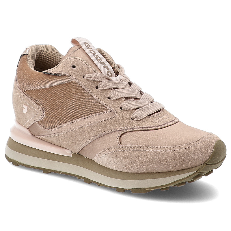 Sneakersy damskie Gioseppo, ze skóry naturalnej na platformie z okrągłym noskiem i sznurowane, beżowe, Landfall-77024
