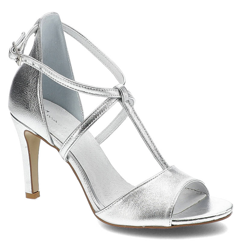 Srebrne Sandały Maciejka Eleganckie Skórzane Buty rozmiar 37