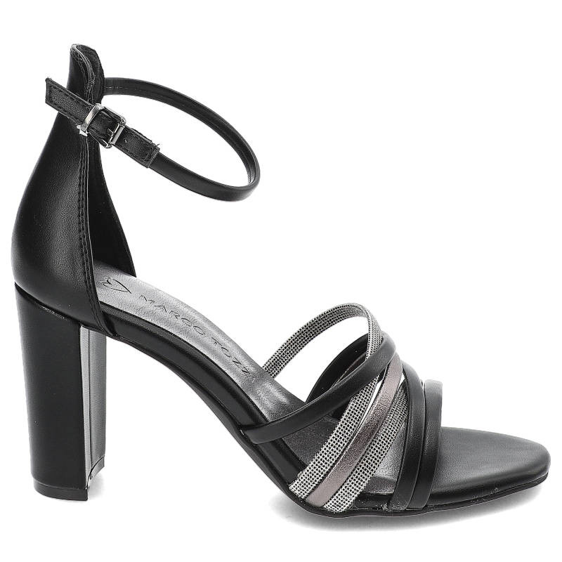 Sandały Czarne Sandały Marco Tozzi Eleganckie Buty Na Obcasie