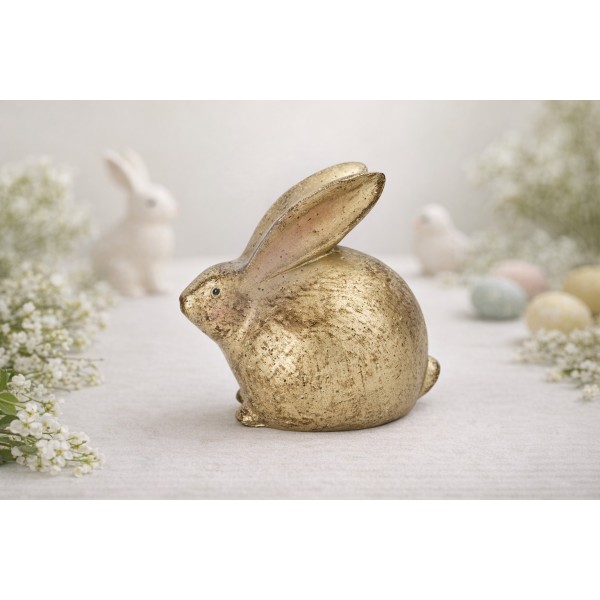 Figurka z tworzywa Królik 16 5 cm Złoty GJ0019