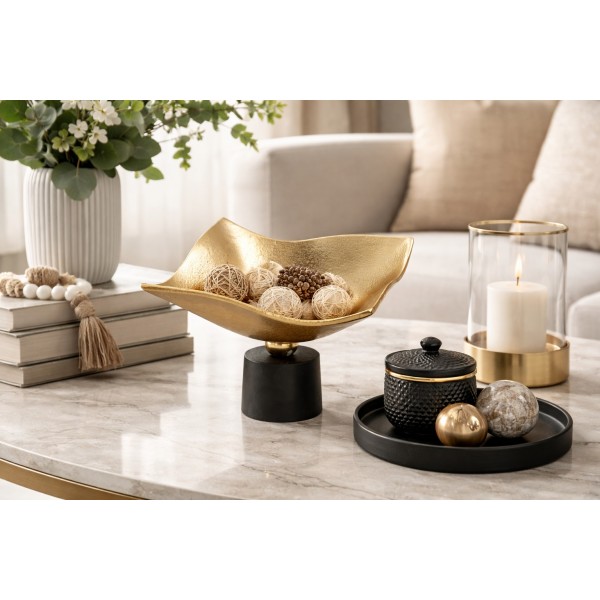 Patera ozdobna metalowa 20 cm czarno-złota