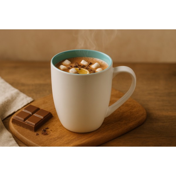 Kubek porcelanowy 470 ml biało-turkusowy