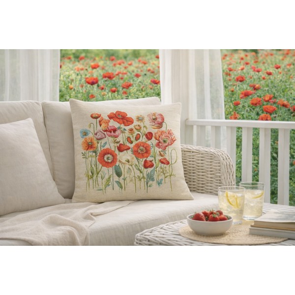 Poszewka dekoracyjna 45x45 cm Maki Gobelinowa Premium