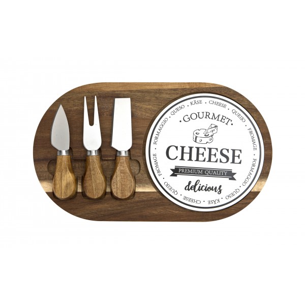 Deska do serwowania z nożami akacja MODERN KITCHEN 30x18x3cm