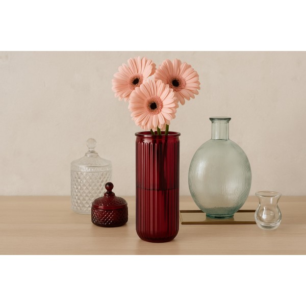 Wazon szklany 28 cm Stripe czerwony San Miguel recykling