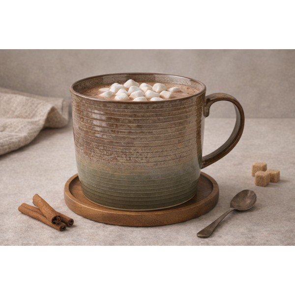 Duży Kubek ceramiczny 1 L Ombres Insta brązowo-zielony