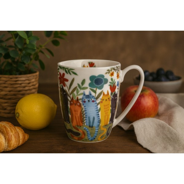 Kubek porcelanowy 350 ml Koty Ogrodowe