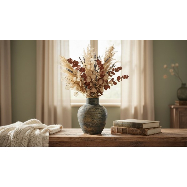 Wazon ceramiczny 28 cm niebiesko-złoty Ap171394