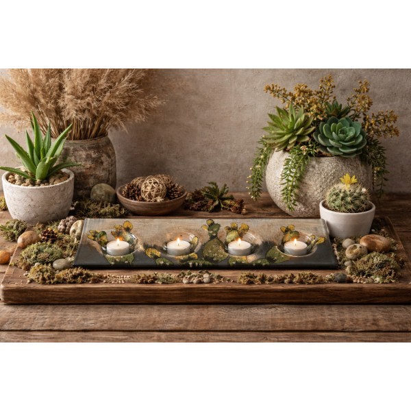 Podstawka ozdobna świecznik 3798 kaktusy 4 miejsca