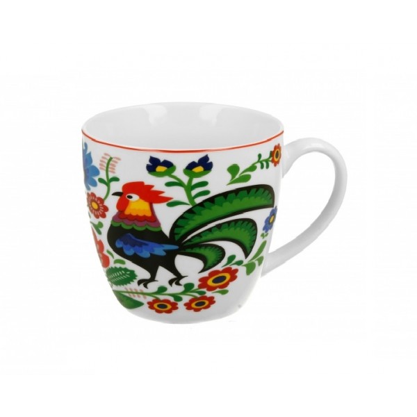 Kubek porcelanowy 460 ml Koguty Folk