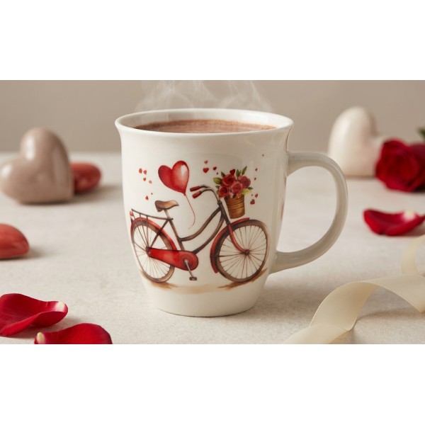 Kubek porcelanowy 650 ml Rower serce
