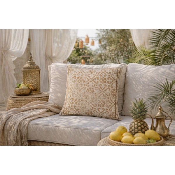 Poszewka dekoracyjna 45x45 cm Złoty ornament Gobelinowa Premium