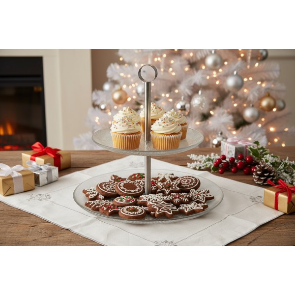 Patera dwupoziomowa 27 cm Serve srebrna AMBITION