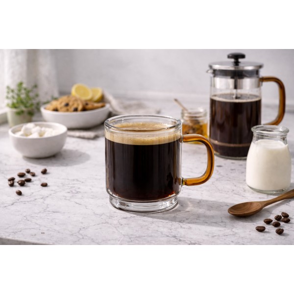 Komplet 2 szklanek termicznych do espresso z podwójną ścianką 80 ml Amber