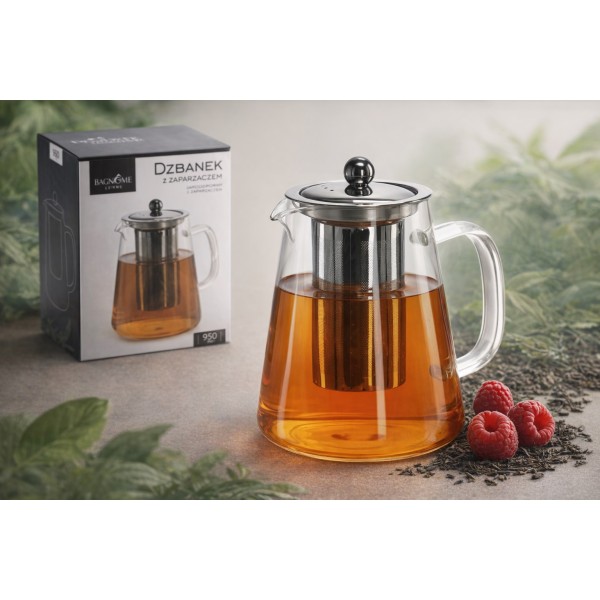 Dzbanek żaroodporny z zaparzaczem 950 ml Black Home Living