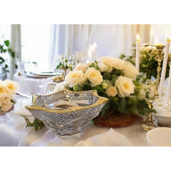 Kryształowa misa 29 5 cm Flamenco Pyramid&Gold