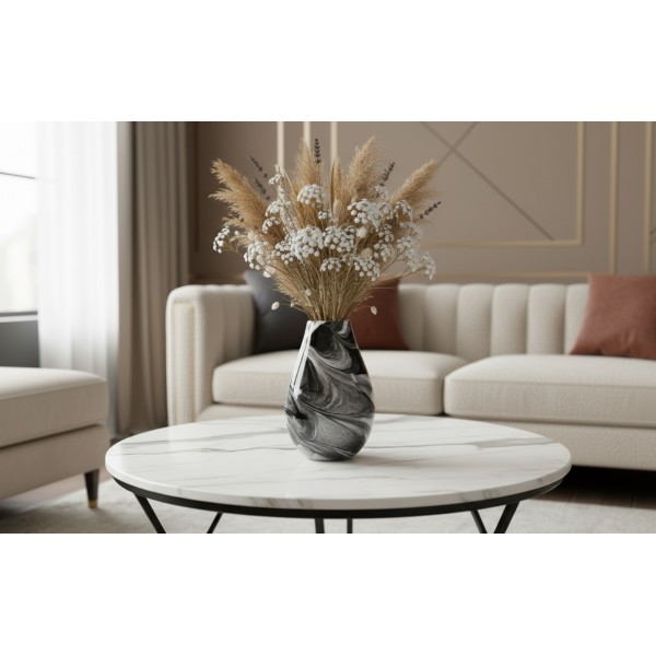 Wazon szklany 40 cm czarno-biały 2341/C275