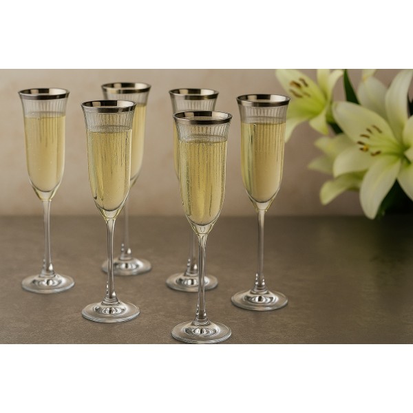 Komplet 6 kieliszków do szampana 160 ml Koral Platinium