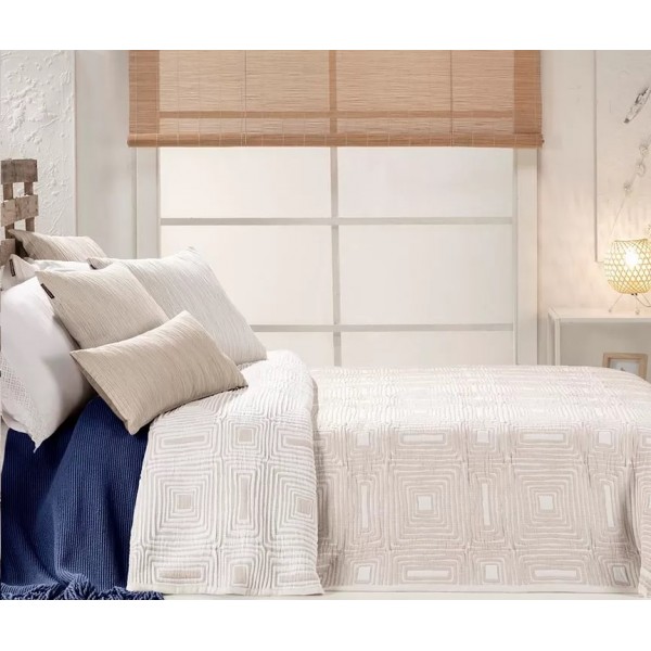 Narzuta Etnia 235x270 cm beżowo-biała 455 c07