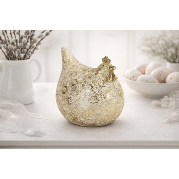 Figurka dekoracyjna Kura 17 5x13x19 cm złota 15331