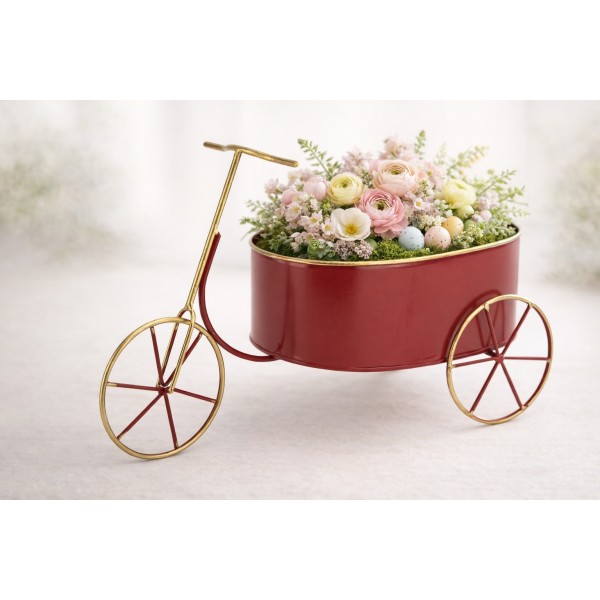 Doniczka osłonka Rowerek czerwony 37x14 cm