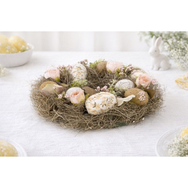 Wianek wielkanocny 30 cm Dekor Pap  naturalny z jajkami