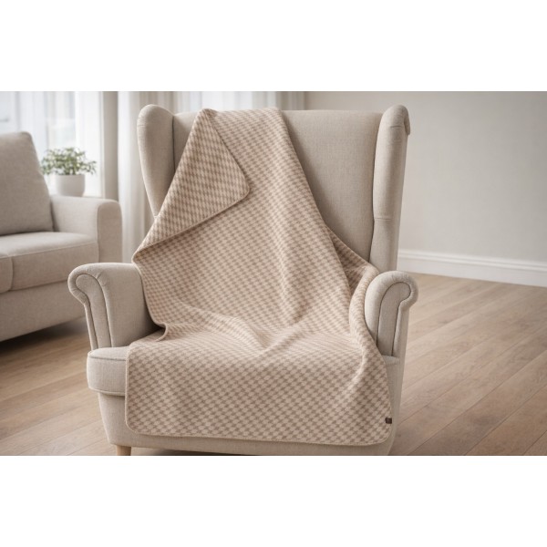 Koc wełniany 160x200 cm MERANO 07558060 Ecru pepitka