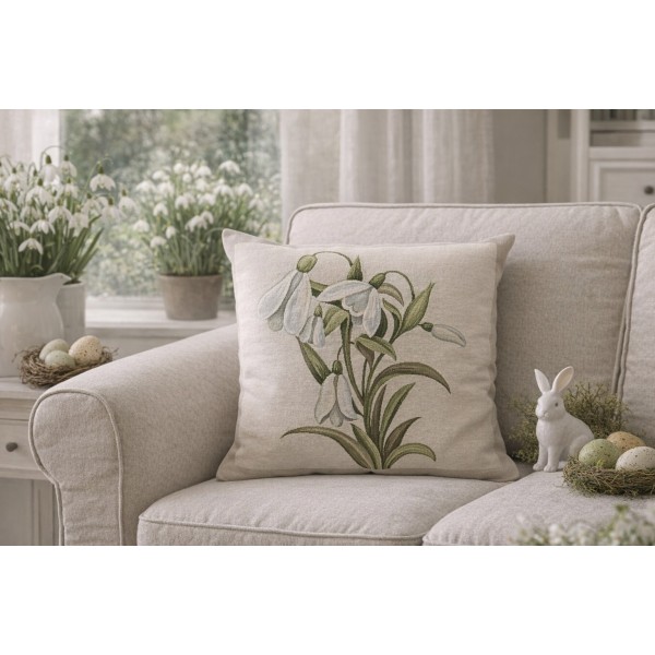 Poszewka dekoracyjna 45x45 cm Przebiśniegi 3 1300B Gobelinowa Premium