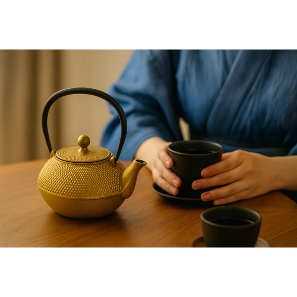 Żeliwny imbryk z zaparzaczem 0 8 L Alor złoty