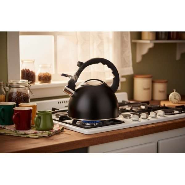Czajnik tradycyjny z gwizdkiem 2 5 L Spark czarny