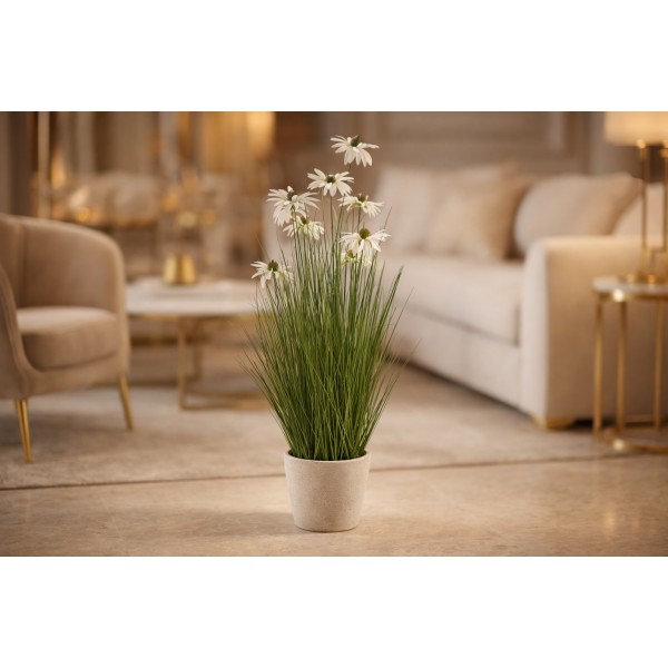 Sztuczna roślina Jeżówka biała 90x40x40 cm Echinacea