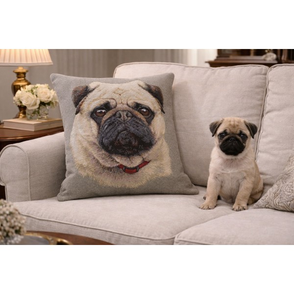 Poszewka dekoracyjna 45x45 cm Mops Gobelinowa Premium