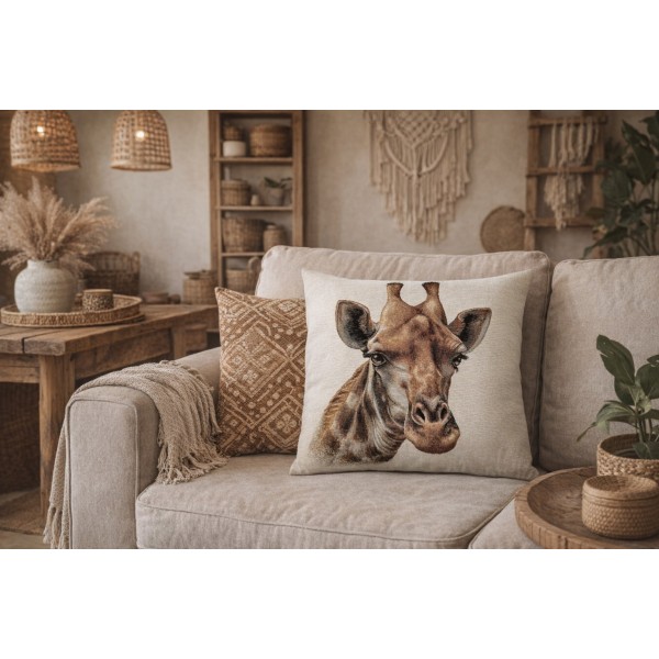 Poszewka dekoracyjna 45x45 cm Żyrafa Gobelinowa Premium