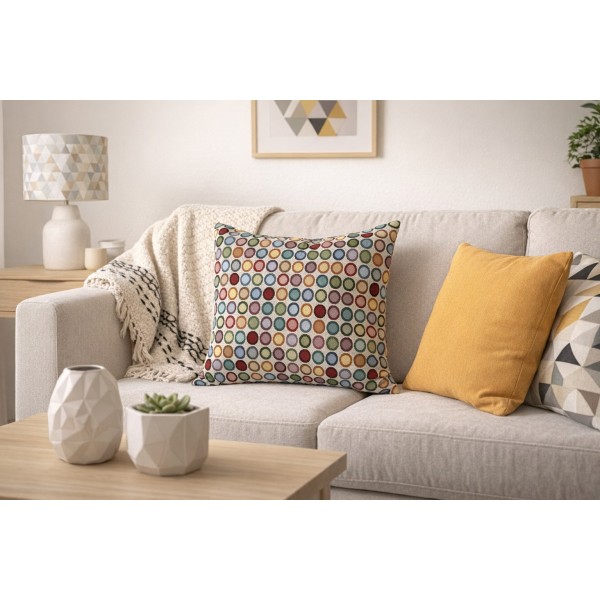 Poszewka dekoracyjna 45x45 cm Geo Kółka 003 Gobelinowa Premium
