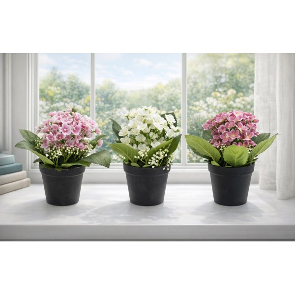 Sztuczny kwiat w doniczce Prymulka 26 cm mix kolorów