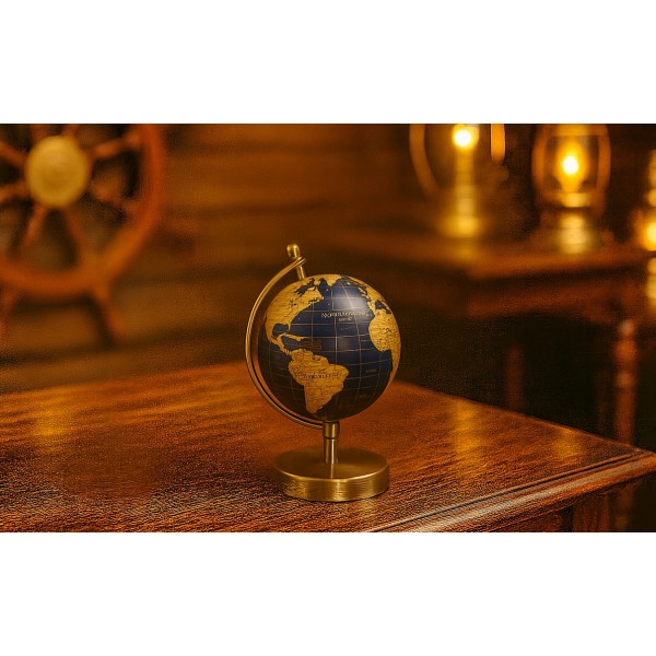 Globus Ziemi granatowo złoty mały